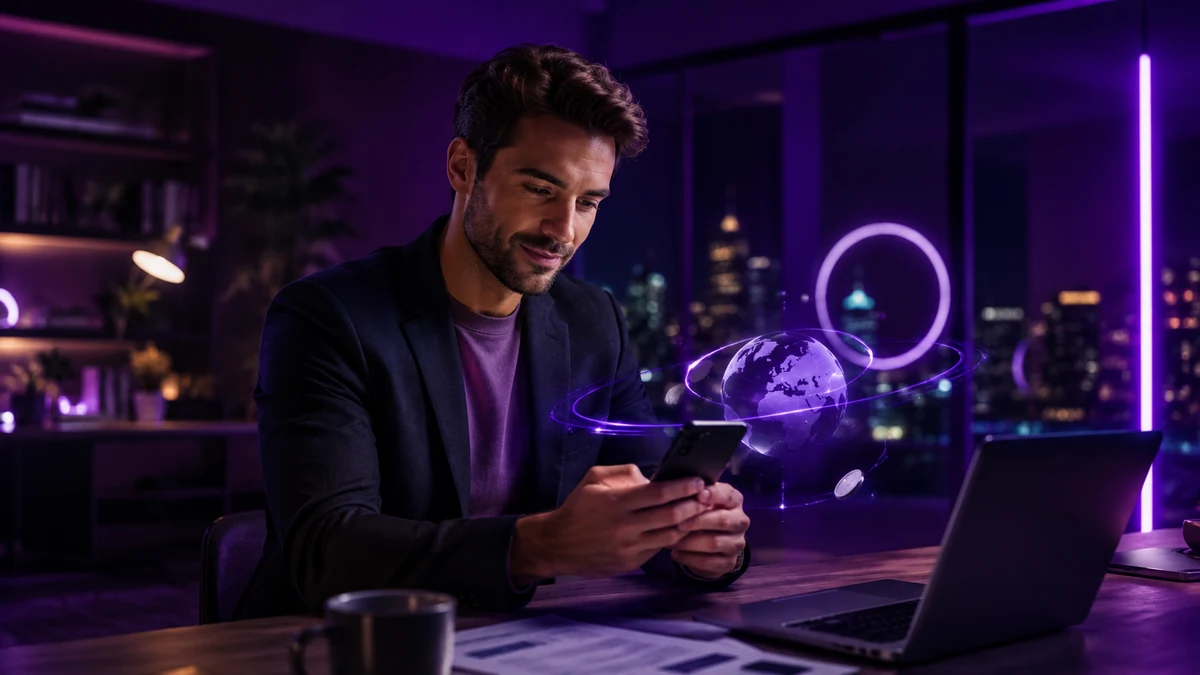 Przedsiębiorca korzystający z laptopa i telefonu - zdjęcie ilustracyjne promocji BIZnest Konta do 3000 zł